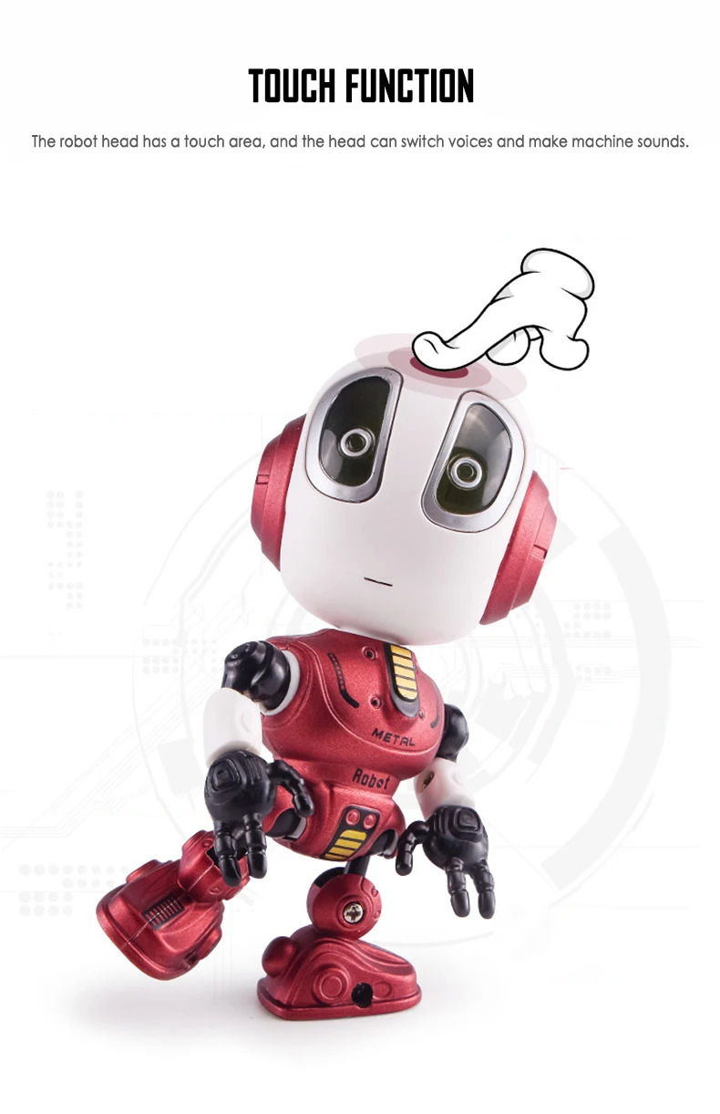 Smart Mini Robot Toys Intelligent Alloy Adjustable Talking for Kids Children Educational Robots LED Video Baby Gifts | Игрушки и хобби