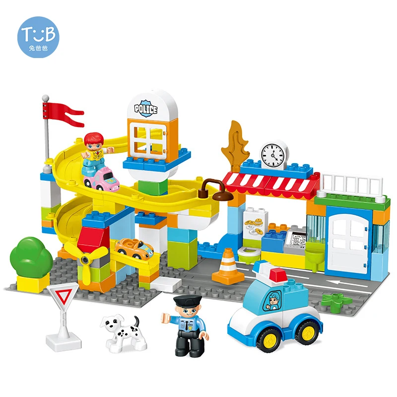 

Большие строительные блоки, городская горка, модель автомобиля, аксессуары, обучающий кирпич, слайд, головоломка для сборки, Детская Популя...