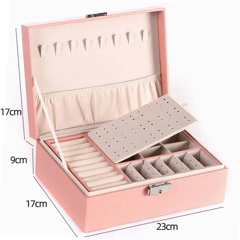 

Double-Layer Velvet Jewelry Box High Capacity Leather European Jewelry Storage Box Large Space Jewelry Holder Gift Box
