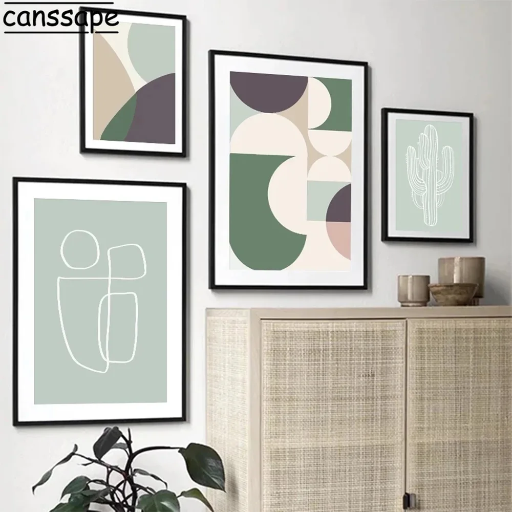 Абстрактная Картина на холсте линия листья растений плакат геометрический принт