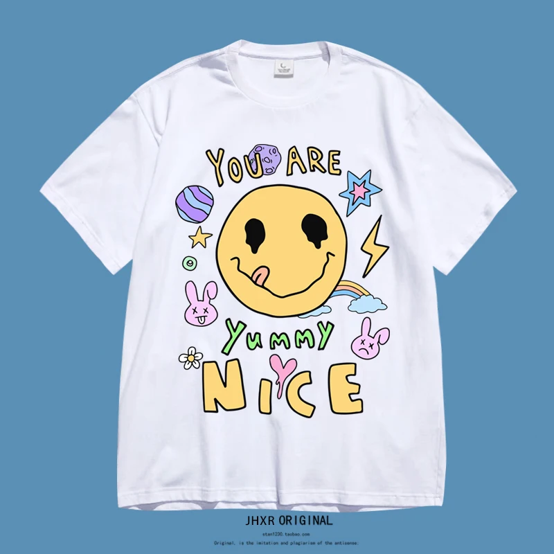 

Radiomax Short Sleeve Men's T-shirt Cartoon Sunshine Couple Pure Cotton Loose Half Sleeve Summer Ladies T-shirt