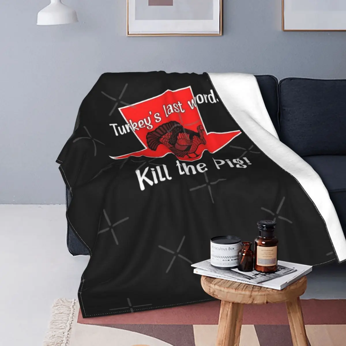 

Las últimas palabras de Turquía-Kill The Pig 2 Manta, colcha para cama, sofá cama a cuadros, manta mullida a cuadros para Picnic