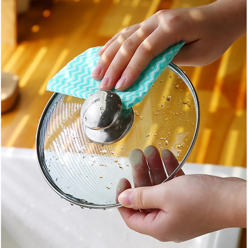 50 шт рулонные нетканые ткани моющие полотенца кухонные одноразовые полосатые