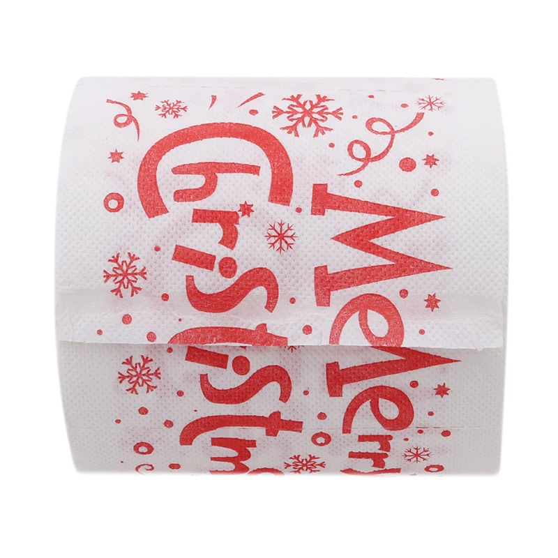 

1Roll Christmas Santa Claus Cartoon Printed Toilet Paper Pattern Roll Colored Table Kitchen Tissue three Options