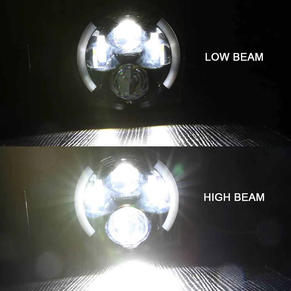 Светодиодный головной светильник 7 ''круглый H4 Высокая Низкая 6000K дюймов
