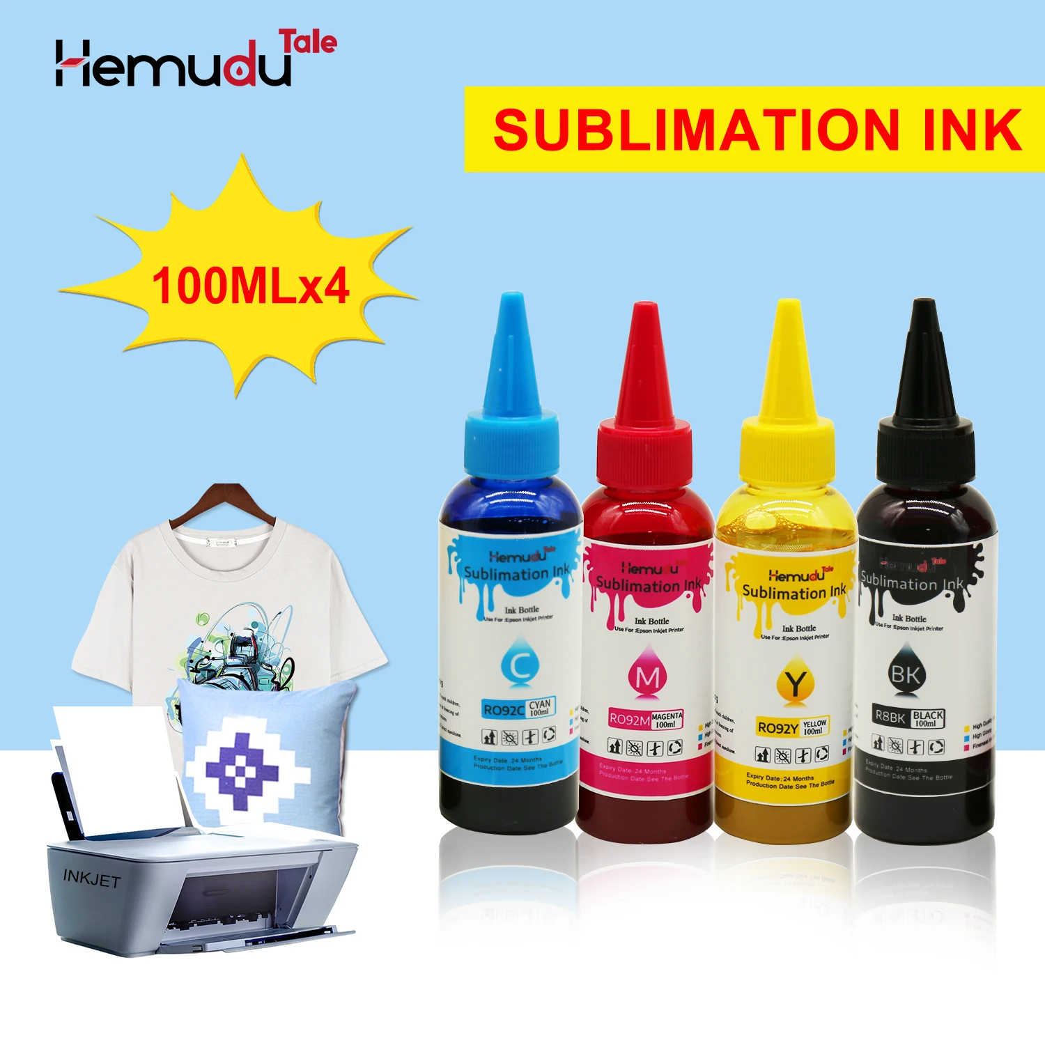 

Inkjet Sublimation Ink Universal 4 Color x 100ML For Epson Desktop Printers Heat Transfer Ink Heat Press Used