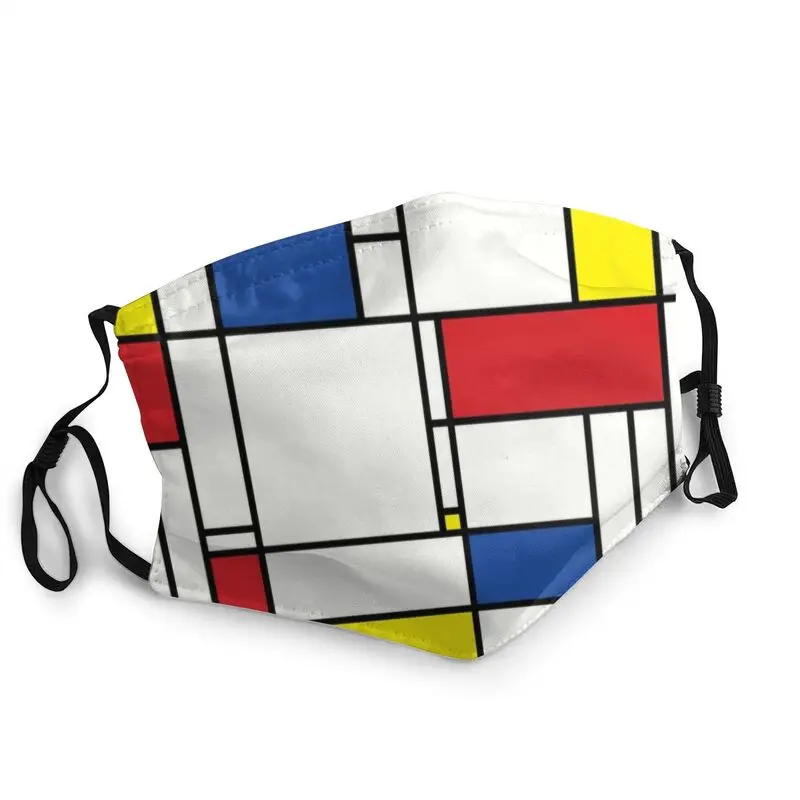 

Мондриана минималистский де стиль лицевая маска дышащая современного искусства маска унисекс Анти-пыль защитный респиратор муфельная печ...