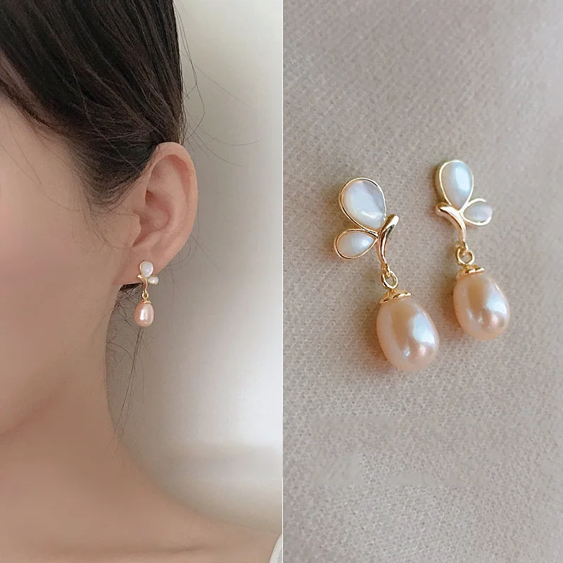 

LOVOACC Classic Simulated Pearl Pendant Earrings for Women Girls White Color Butterfly Simulation Wings Earrings Accessories