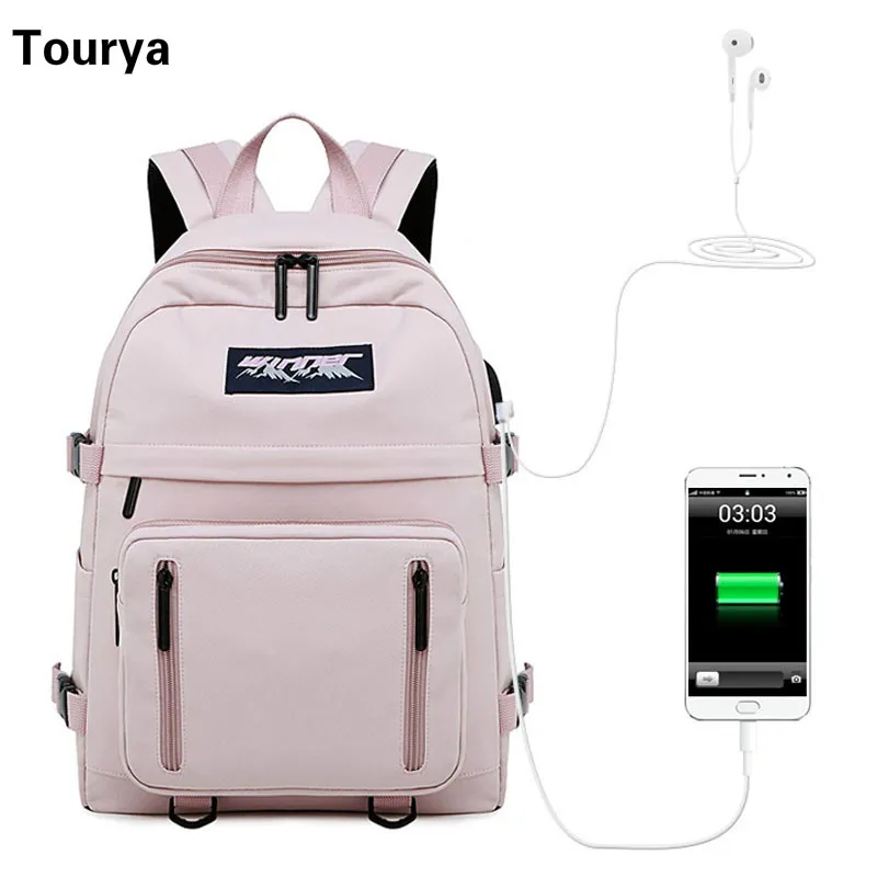 Tourya, водонепроницаемые женские рюкзаки с USB зарядкой, школьная сумка для девочек-подростков, дорожная сумка, рюкзак для ноутбука, рюкзак для книг, Mochila