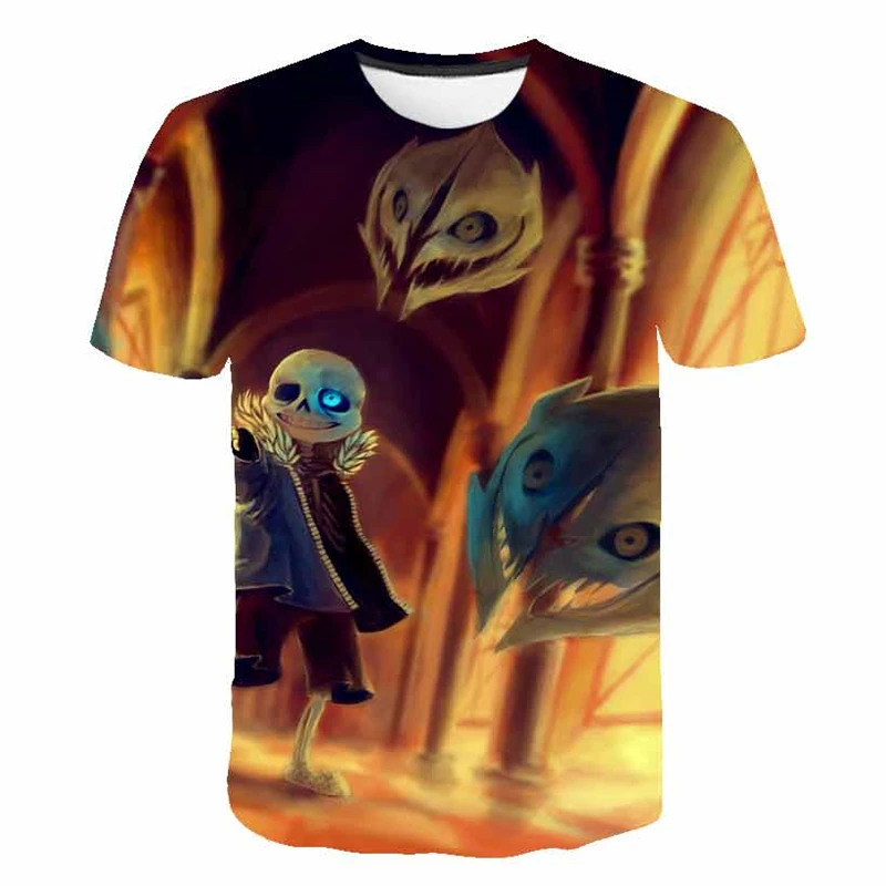 

2021 summer 3D printed children's T-shirt game Undertale Upside Down Sans Funny cartoon T-shirt