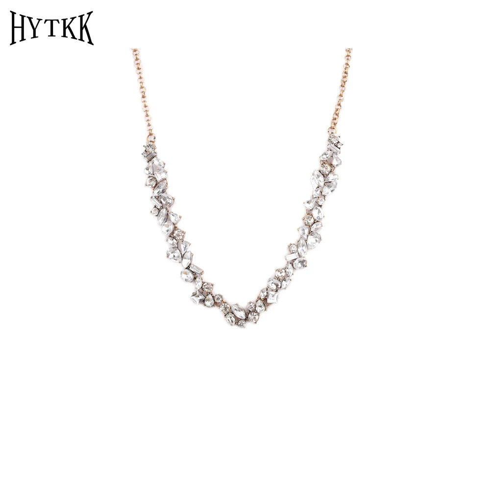

Bronze jewelry necklace Composition of various shapes and elements Fashion design Rhinestone birthday gift necklace for women