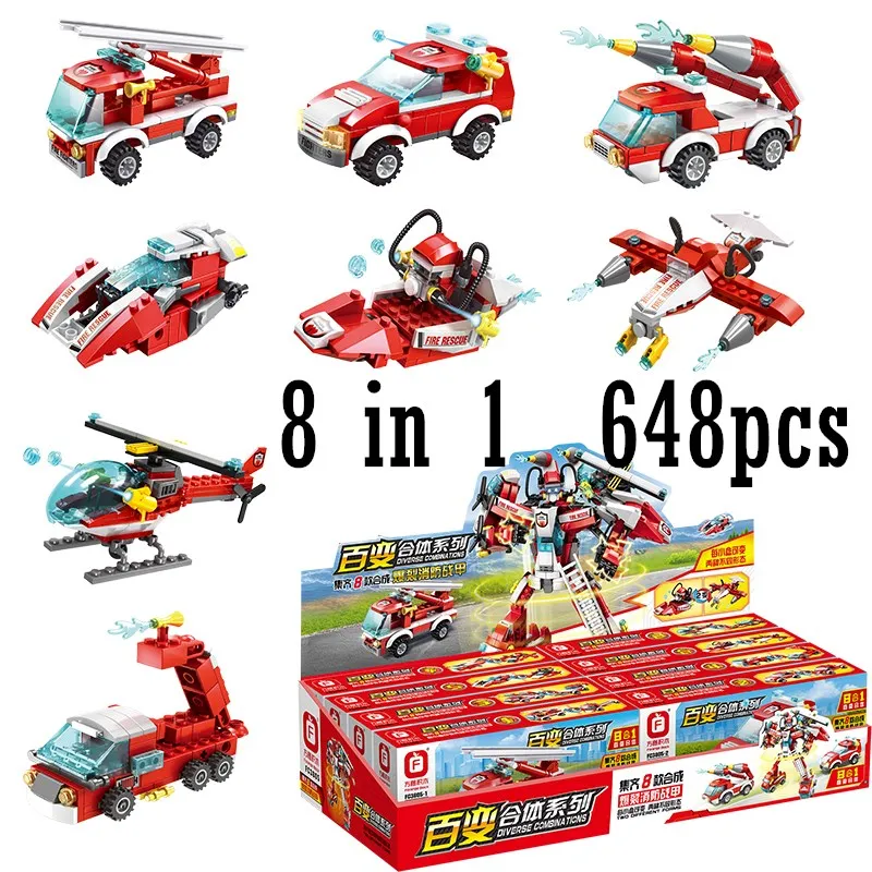 

Transformation Robot 8pcs/lot Building Blocks Car High-Tech Robotech Figures Creator Bricks Model Educational Toys For Children