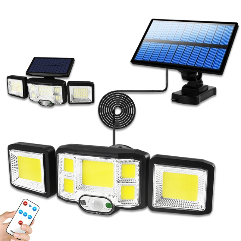 

Royalulu 192LED/COB уличный светильник с 3 головками 270 широкий угол индукции сада Двора Водонепроницаемый Уличный настенный Декор Точечный светиль...