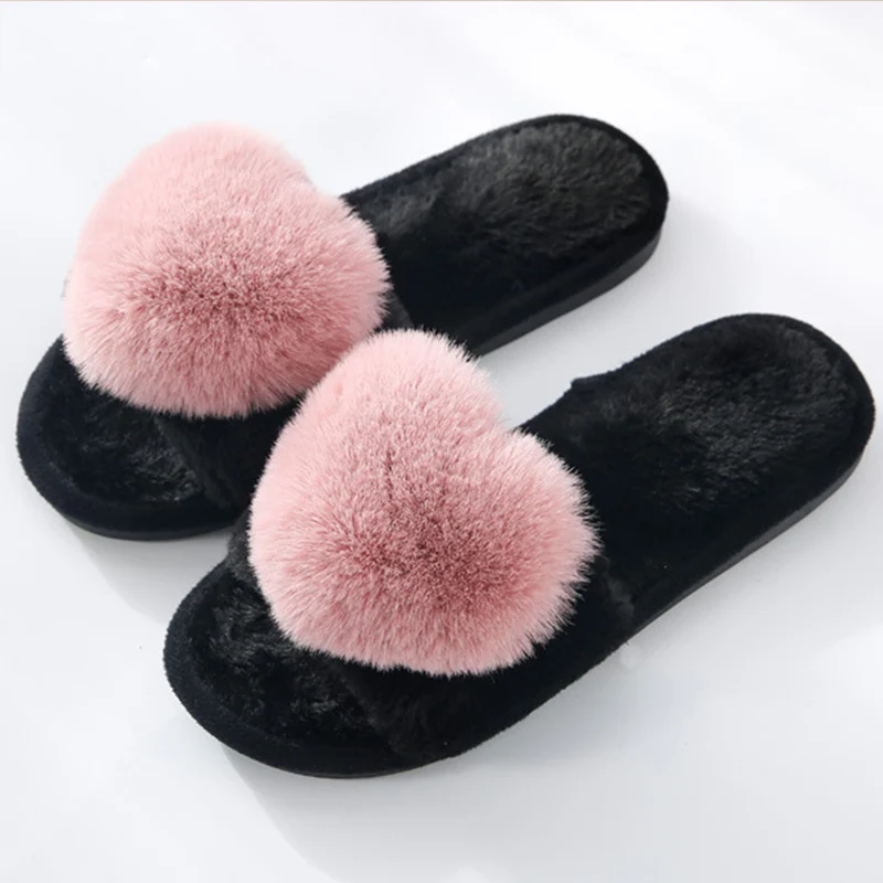 

Women Short Plush Warm Cotton Suede Slippers Women Open Toe Slippers Ladies Indoor Cute Rabbit Shoes Female Comfort Casual Shoe