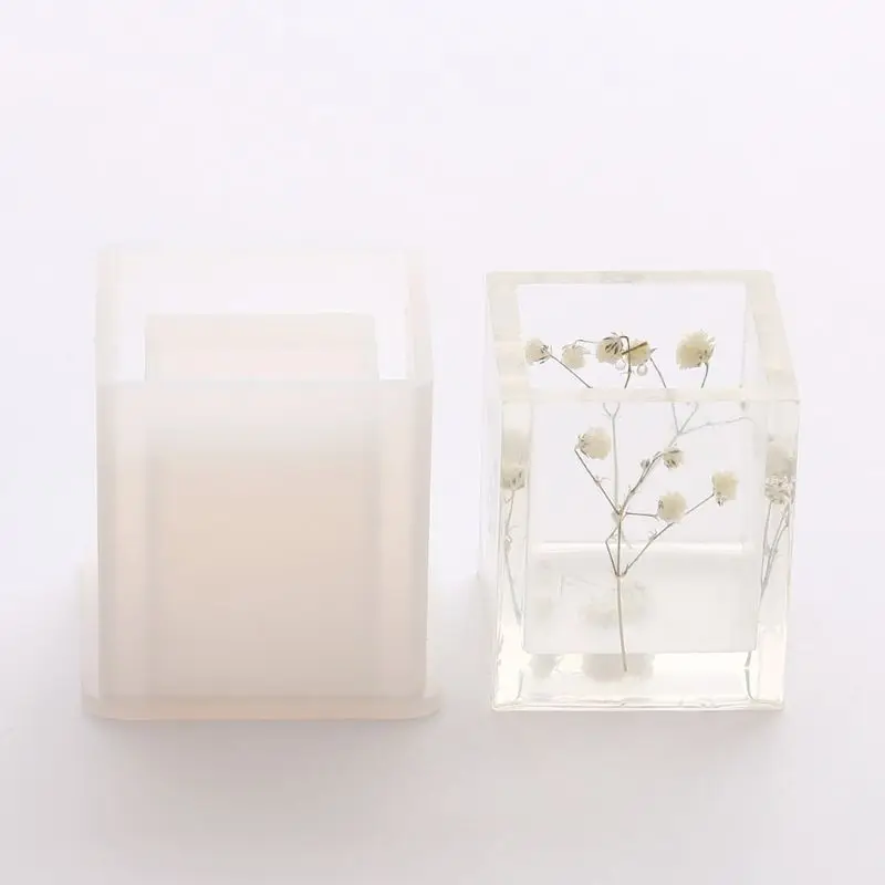 

Epoxy Resin Silicone Molds DIY Cube Round Pen Holder Flower Pot Coaster Mold Set