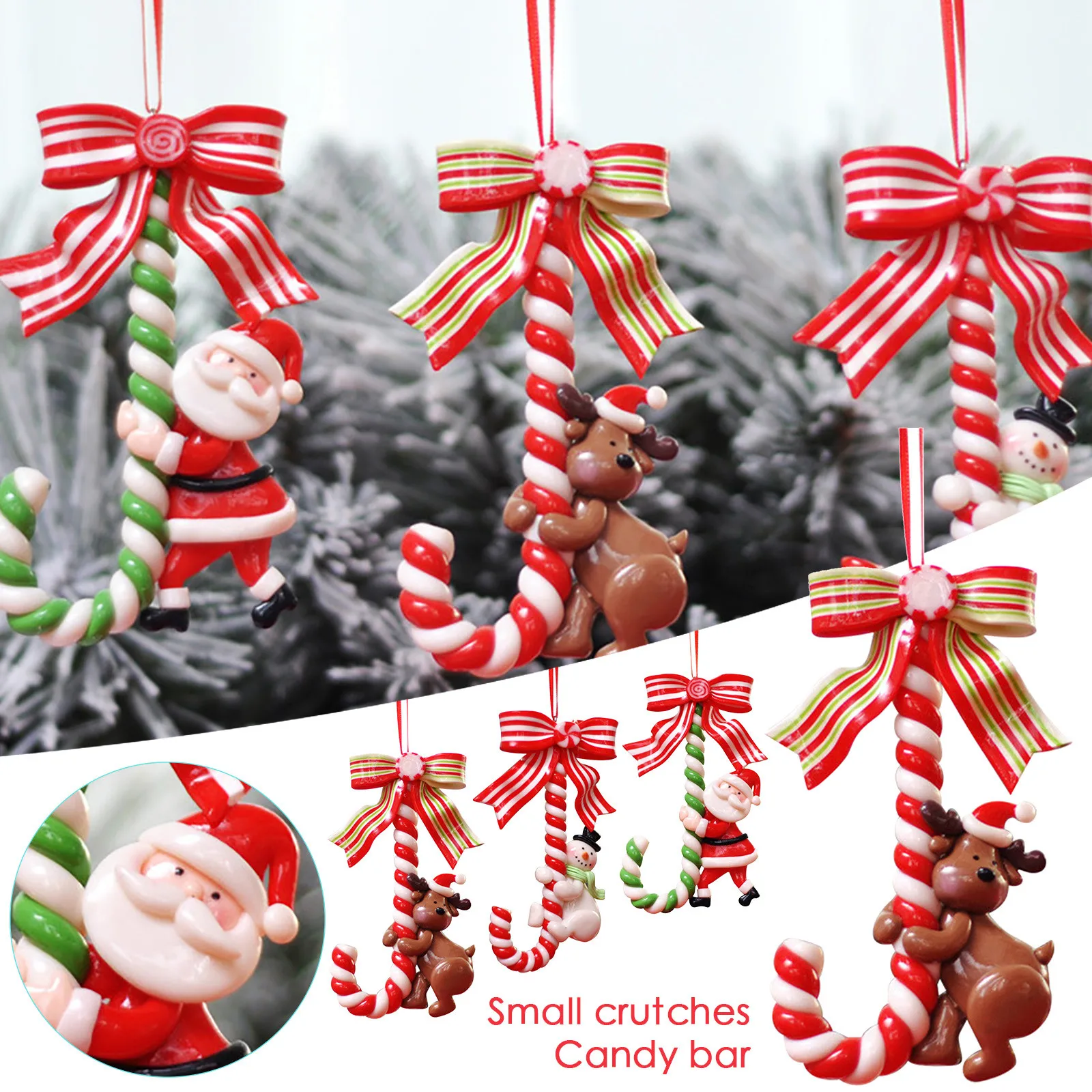 

3pcs Santa Claus Snowman Candy Cane Ornament Christmas Tree Decoration Ornament Household Christmas Santa Accessories Decoration