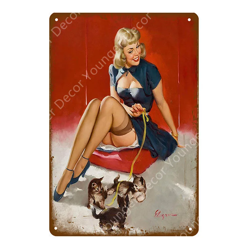 YD3102EI Американский плакат Pin Up Girl забавная леди жестяная вывеска настенная декоративная табличка для бара кафе бара вечерние Клубные винтажные металлические картины YI-078 - Цвет: YD3102EI