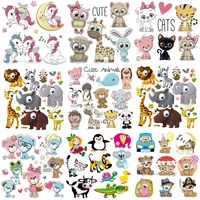 iron on cute animal patches set for kids clothing diy t shirt applique heat transfer vinyl unicorn patch stickers thermal press