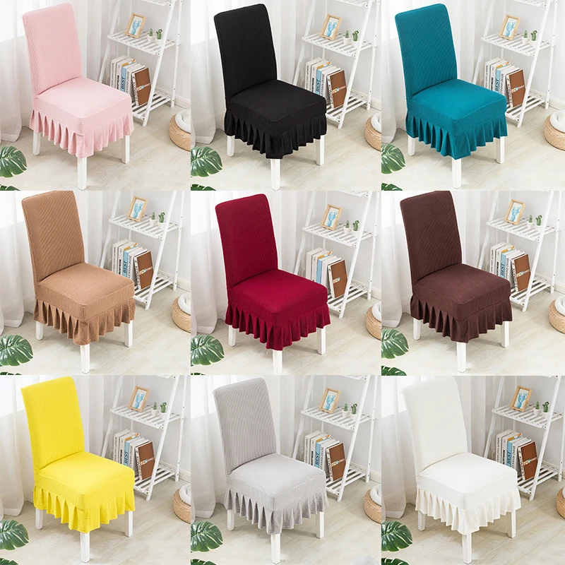 

Solid Color Chair Cover Thickened Soft Polar Fleece Chair Cover Elastic Chair Cover Elegant Finished Home Wedding Decoration