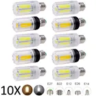 10 шт.лот E27 E14 E12 E26 B22 без мерцания LED COB Светодиодная лампа 12 Вт 16 Вт лампы 110V 220V супер яркий дома настольные лампы 360 освещение