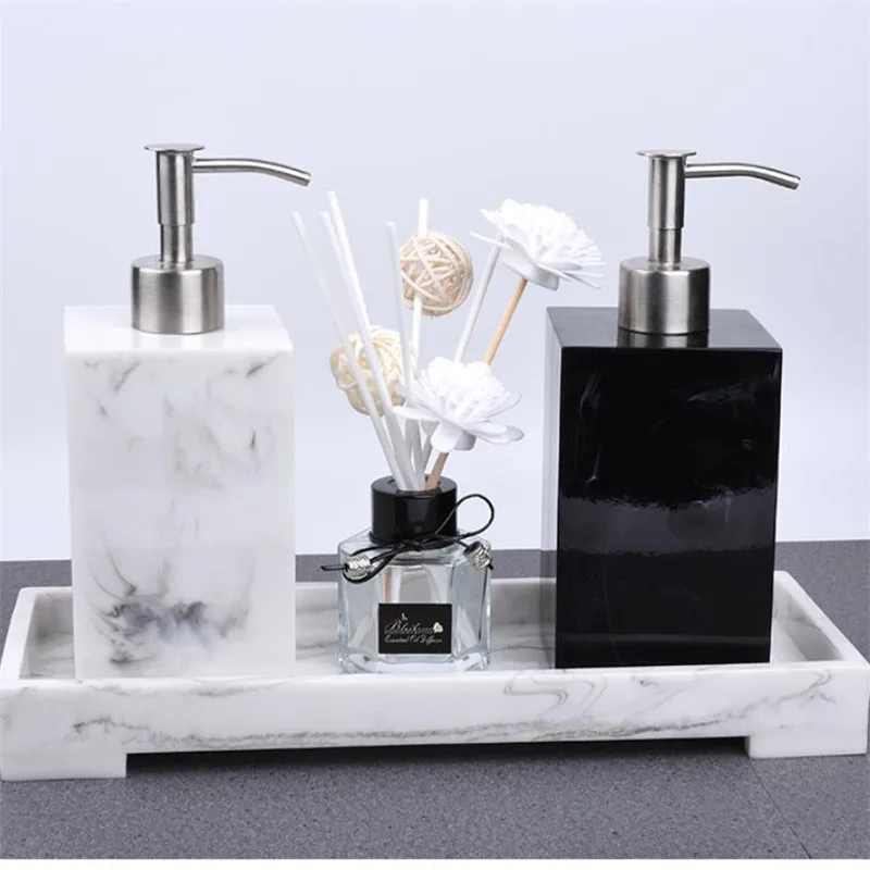 

Bathroom Accessories Soap Dispenser Luxury Marble Resin Storage Tray Washing Suit