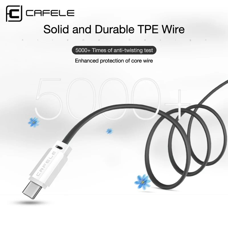 Cafele usb type-C кабель для Xiaomi 8 плоский кабель type-C для huawei P20 быстрая передача данных зарядное устройство type C для Xiaomi 8 SE