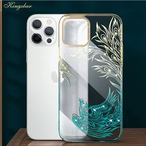 kingxbar diamond plating case for iphone 12 pro12 pro max bling crystal transparent hard back cover 13 pro case shockproof free global shipping