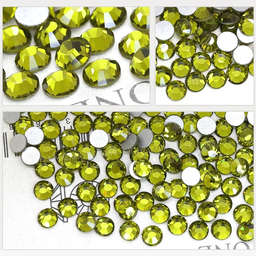 Olivine SS3-SS30 для дизайна ногтей Стразы Блестящие кристаллы с плоским основанием