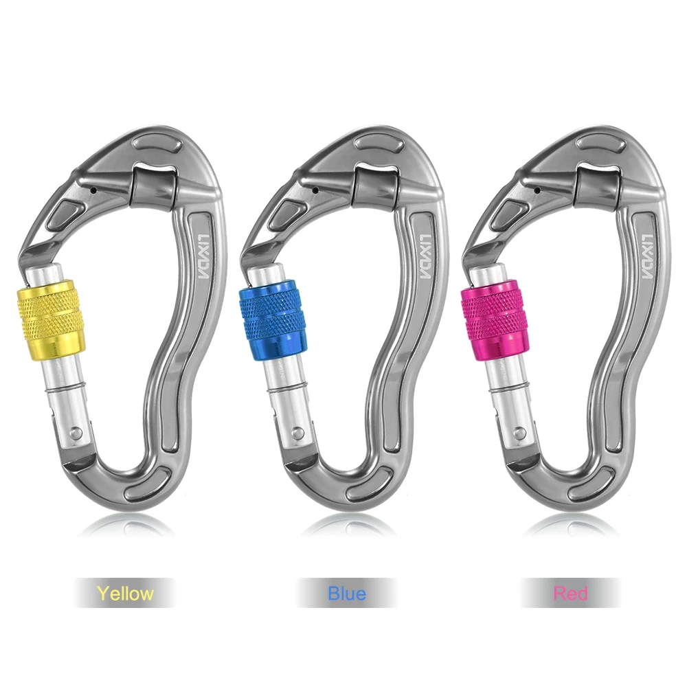 

Lixada 25KN Snag Free Carabiner D Shape Carabiner Quick Clip Equipment Screw Lock Camping Rock Climbing Traveling Hammock Key