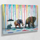 С рисунками животных; С Рисунком Слона Радуга дождь холст для живописи улица художественные плакаты и принты стены искусства картина без рамки украшение дома номер Декор