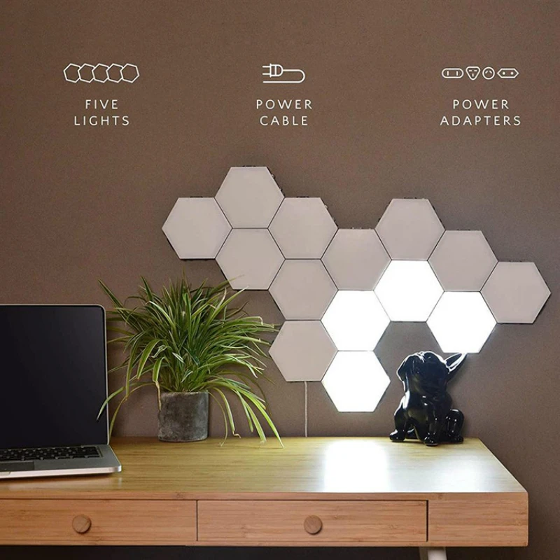 led diy hexagonal wall lamp bedroom decor night light touch sensor magnetic quantum lamps for home decoration honeycomb lights free global shipping