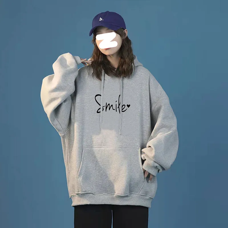 

Женские повседневные толстовки в стиле хип-хоп, однотонные толстовки унисекс с буквенным принтом, Модные свитшоты с длинным рукавом в стиле...