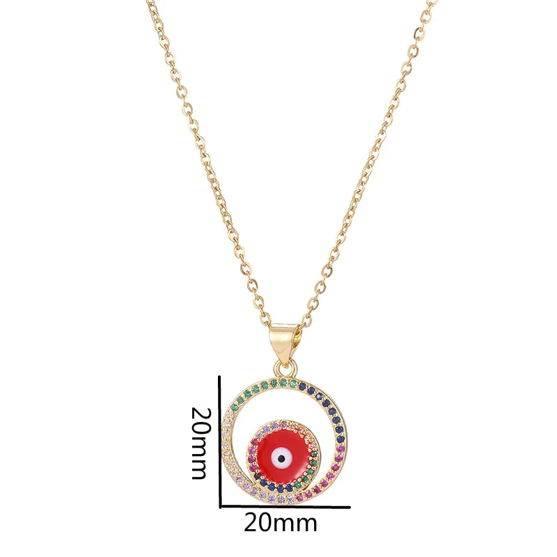

Fashion Color Zircon Stainless Steel Disc Eye Pendant Necklace For Women Initial CZ Necklace Party Wedding Jewelry