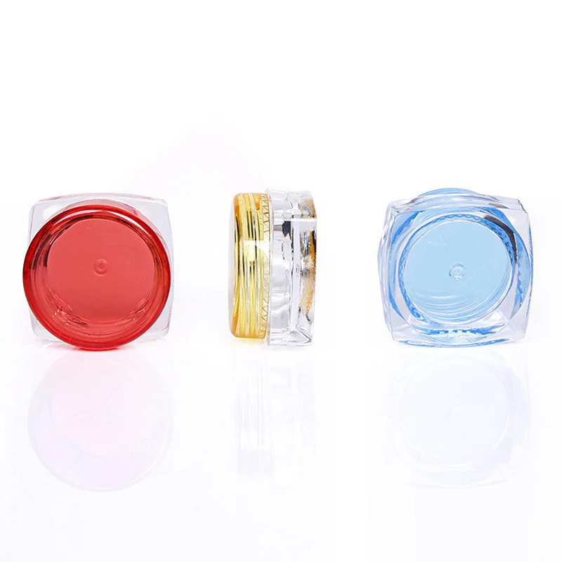 

200pcs 3g 5g Mini Travel Cosmetic Jars Square Bottom Cream Jar Cosmetic Packaging Bottles Empty Plastic Colorful Sample Bottle