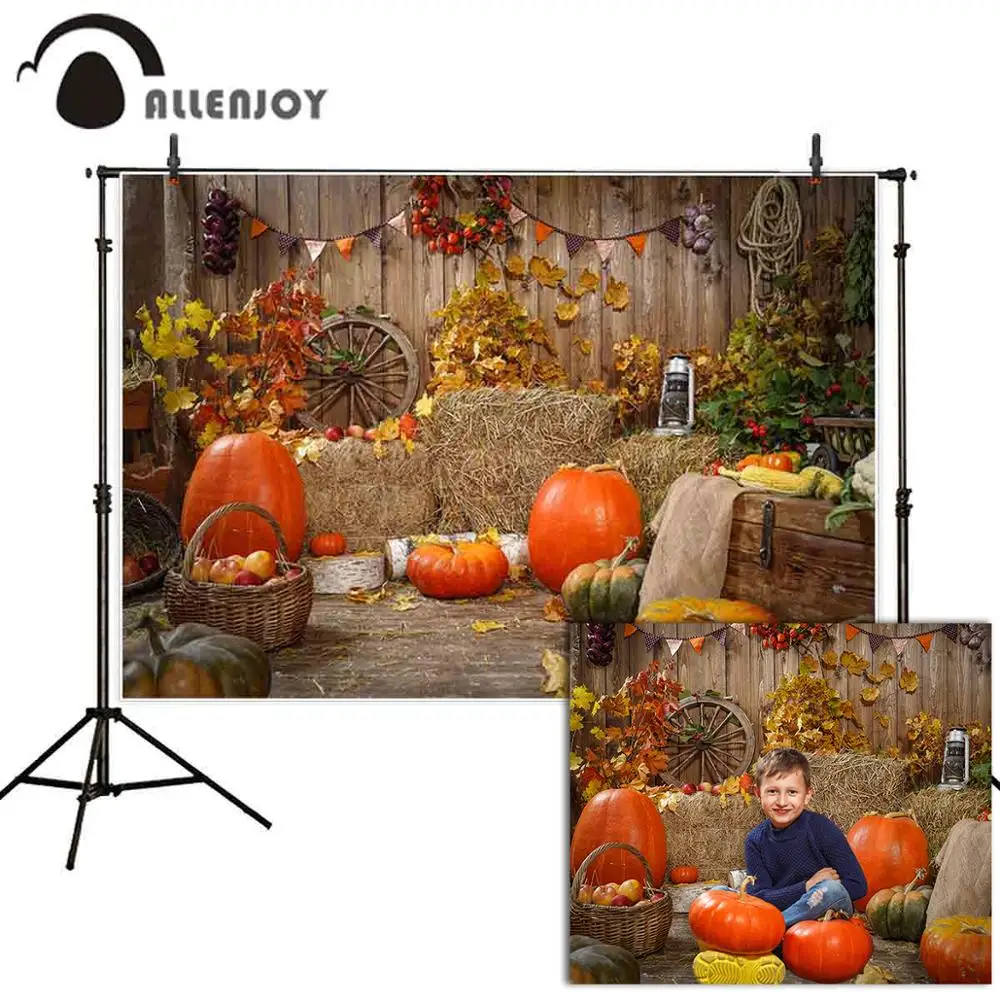 Фотофон allenjoy для студийной фотосъемки Осенняя Тыква деревянная стена сено сарай детский фон фотобудка для фотосессии Декор