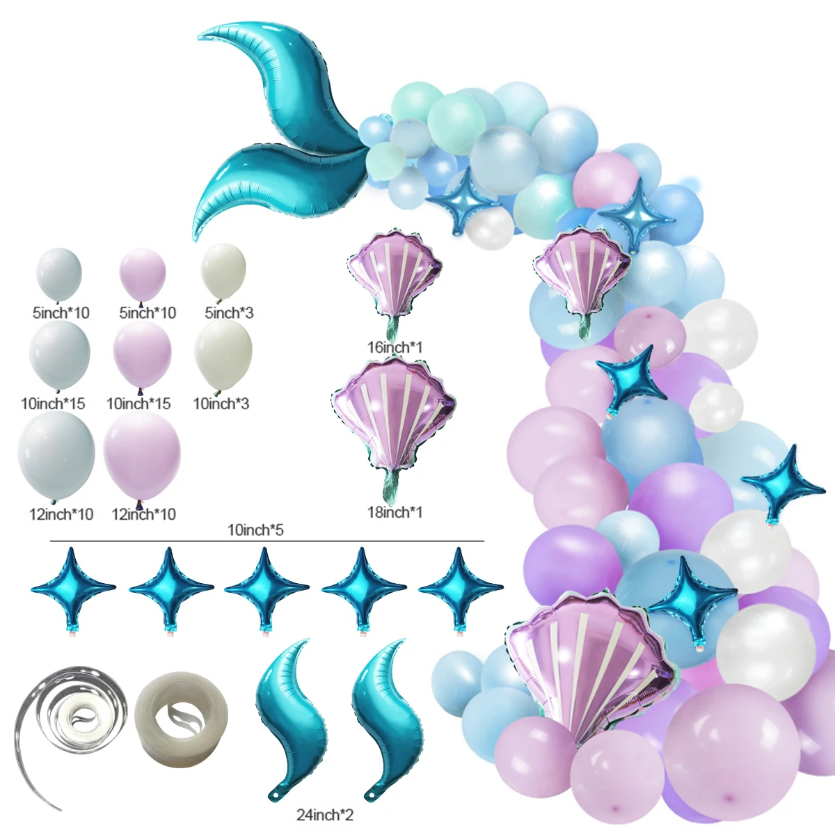 

Blue And White Mermaid Balloon Chain Under The Sea Party Baloon Little Mermaid Birthday Party Balon Sea Animal Party Decor