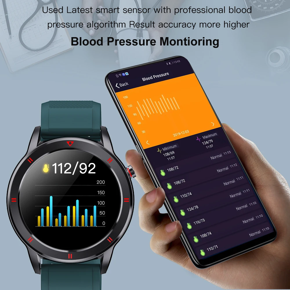 

Time Owner Youth1 Waterproof Smart Watch Blood Pressure Sleep Monitor Full Round Full Touch Screen Calls Message Notification