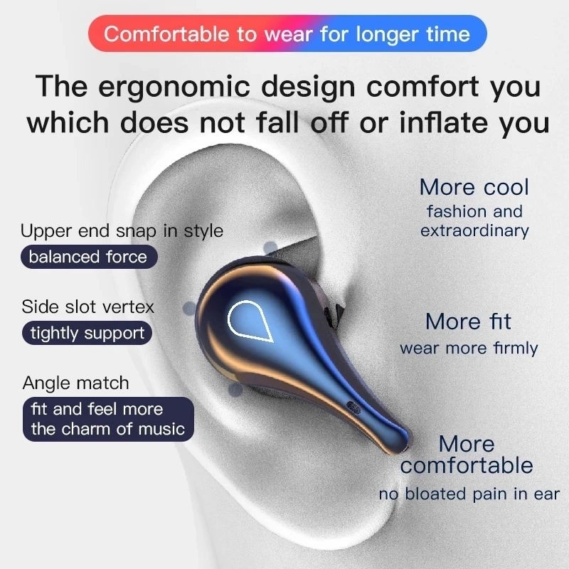 

2021 New Bluetooth Earphone CVC8.0 Noise Cancelling Wireless Headphone Sports Earbud Gaming Headset With Microphone For iPhone
