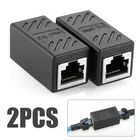 2 упаковки, соединитель RJ45, соединитель кабеля ethernet, соединитель LAN, встроенный Cat7Cat6Cat5e, удлинитель кабеля Ethernet, переходник Мама-мама