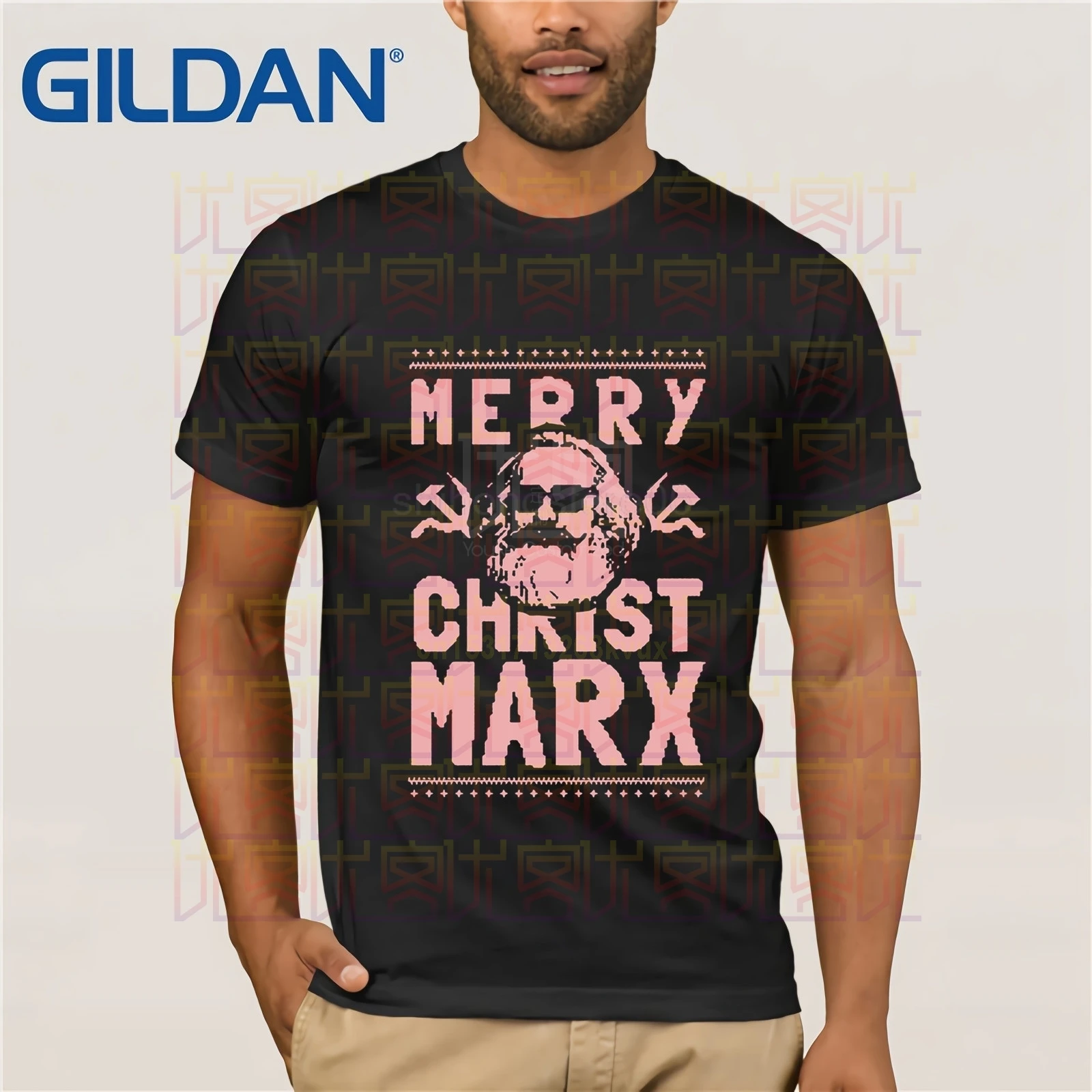 Фото Футболка с надписью Merry Христос Маркс | Мужская одежда