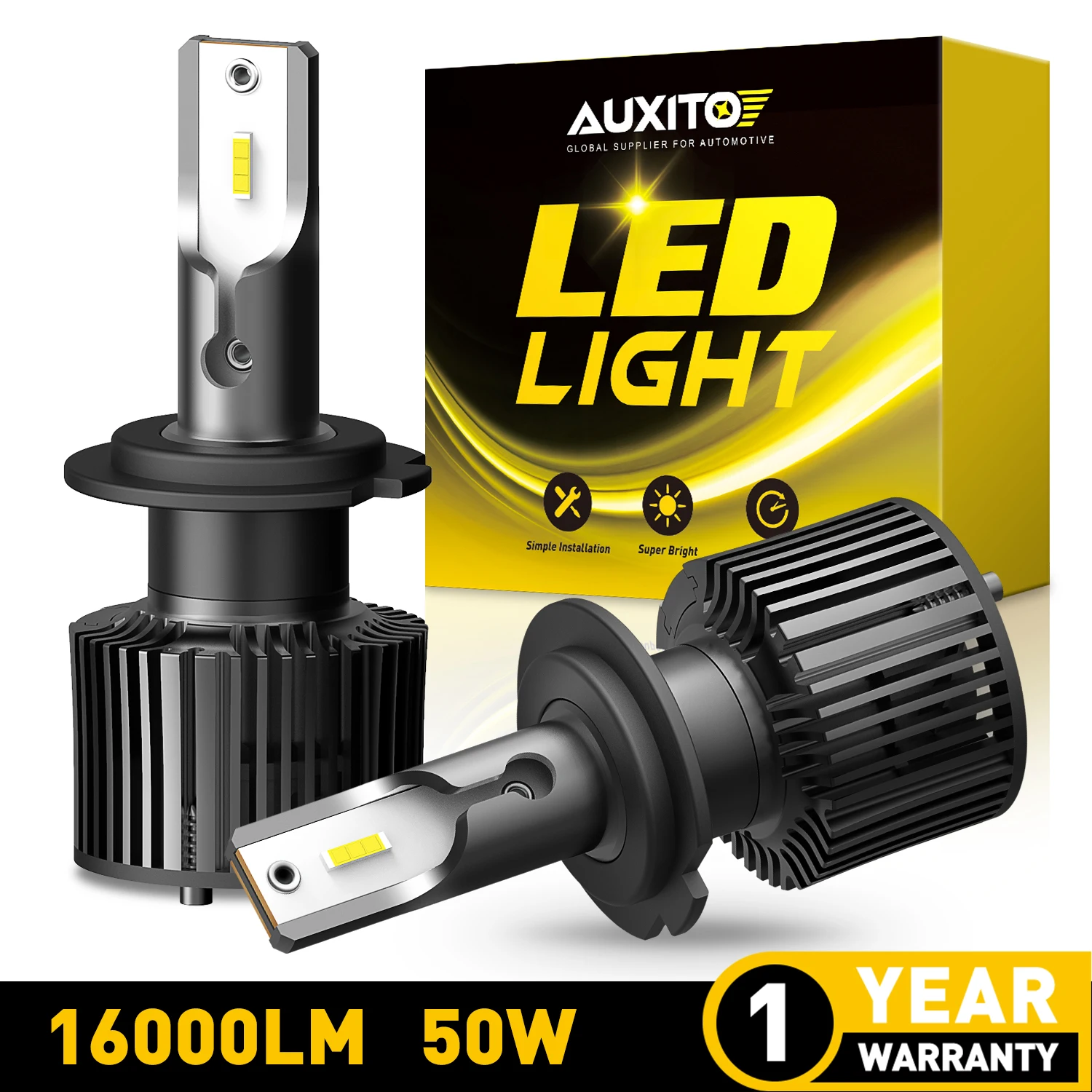 Фото AUXITO 2x H4 LED головной светильник H1 H7 светодиодный CANBUS Car s лампа H11 H8 турсветильник