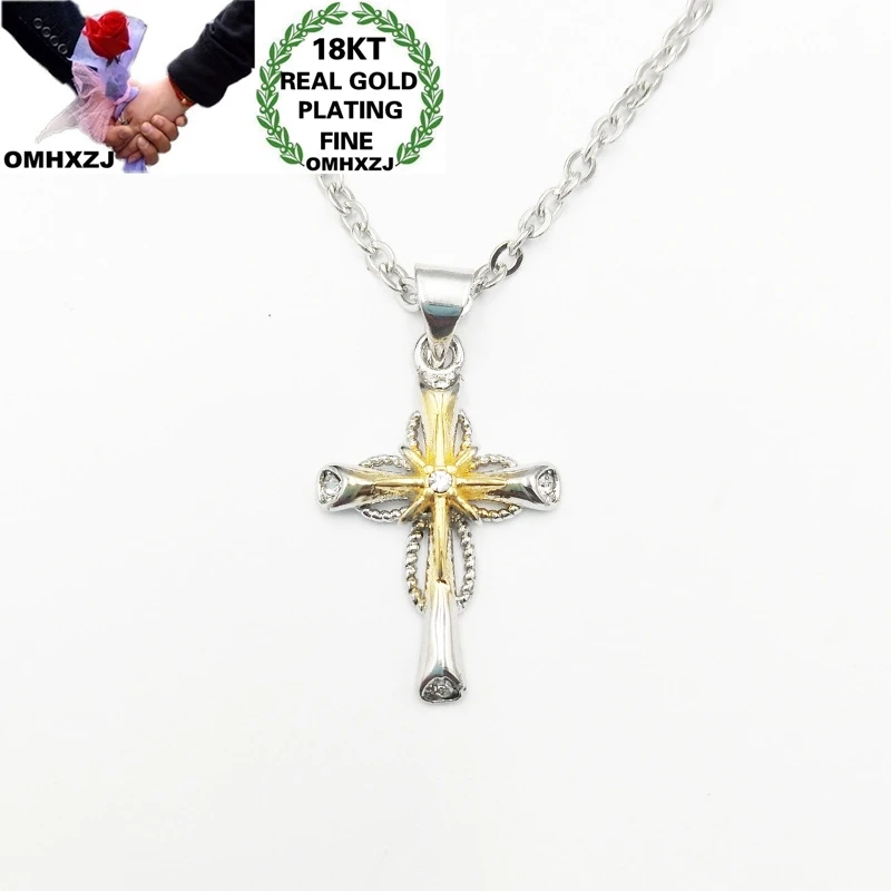 

Ожерелье из белого золота 18 карат с цирконом, в форме Креста