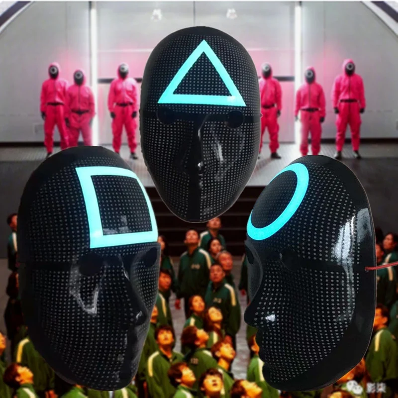 

Светящаяся игра кальмар маска яркий цвет мягкий реалистичный Косплей Костюм для вечеринки лучший подарок