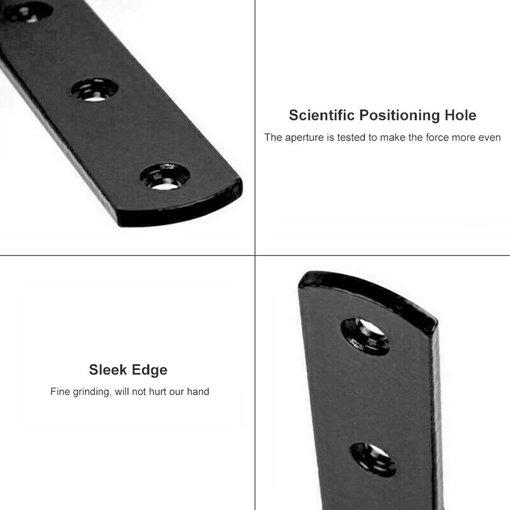 Утолщенный черный железный угловой фиксирующий кронштейн из нержавеющей стали