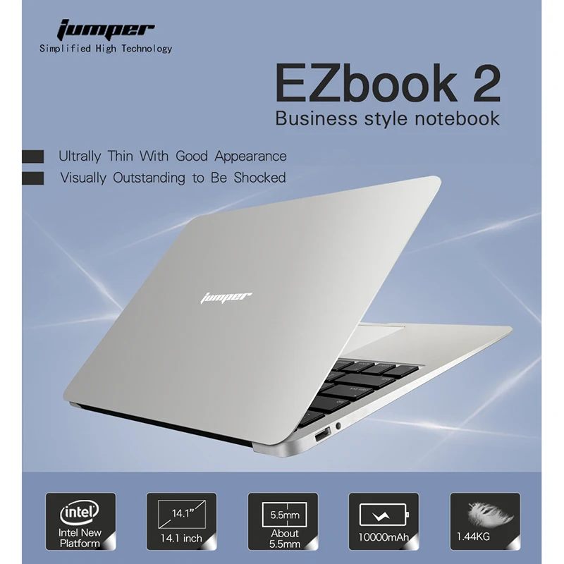 Jumper EZbook 2 ноутбук с Windows 10 Intel 4 Гб ОЗУ 64 ГБ четырехъядерный 14 1 дюймов тонкий