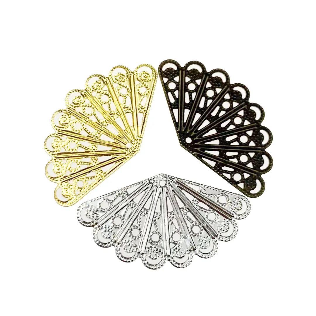 

20pcs 23x49mm Metal Flower Filigree Wraps Crafts Gift Decoration DIY Cosplay Bridal hair accessories Wholesale Charms
