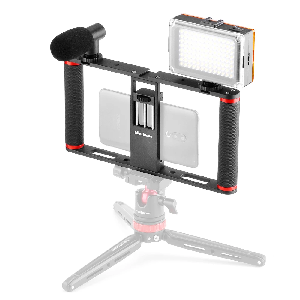

Smartphone Video Microphone Kit with LED Light Phone Holder Tripod Vlog YouTube Filmmaker Vlogging Mobile Phone Video Rig Cage