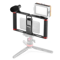 smartphone video microphone kit with led light phone holder tripod vlog youtube filmmaker vlogging mobile phone video rig cage