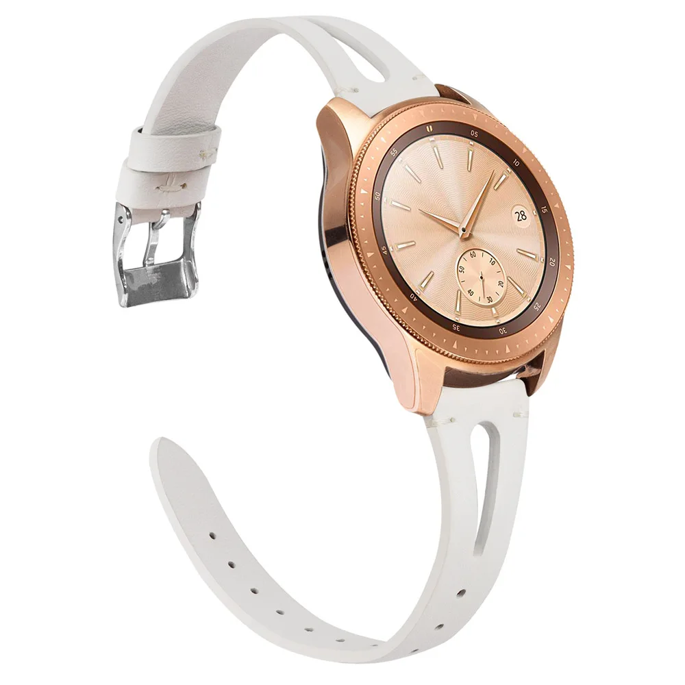White Кожаный ремешок для samsung Galaxy Watch 42 мм 46 мм, ремешок из натуральной кожи, сменный Браслет для Galaxy Watch Active Galaxy - Цвет ремешка: White