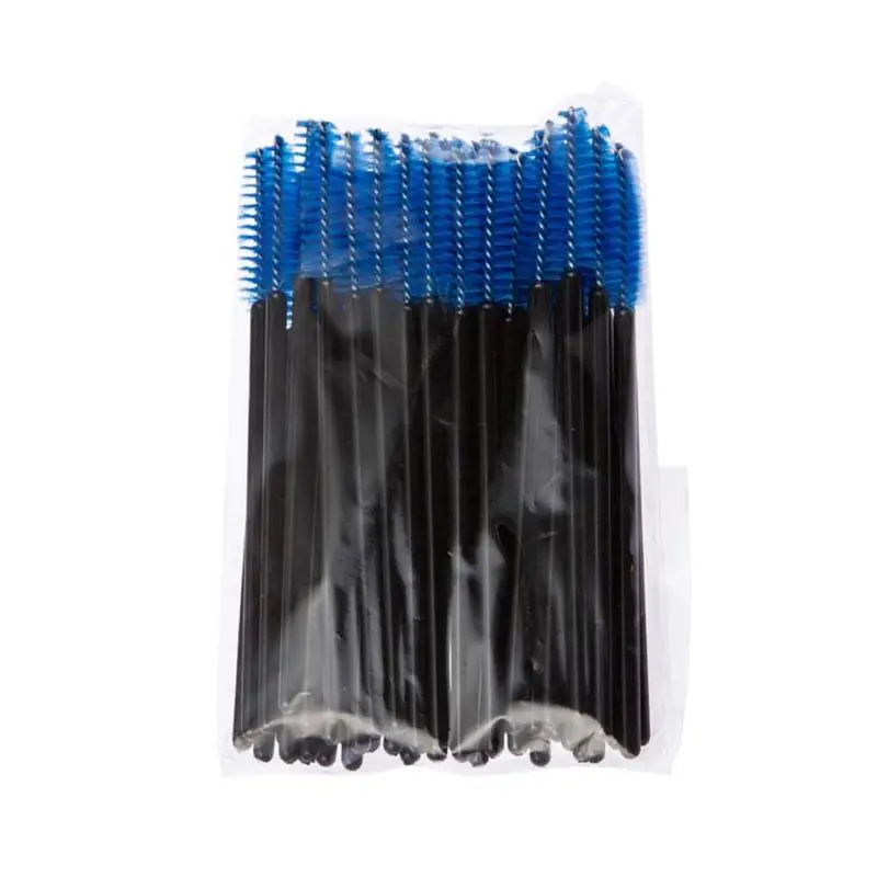 Black Blue 50pcs 5/10/50 шт одноразовые щеточки с тушью для ресниц палочки для мотальные кисти для макияжа палочки для мотальные ресницы Ки - Handle Color: Black Blue 50pcs